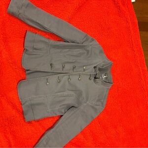 LOFT Charcoal Gray Military-Inspired Button Jacket